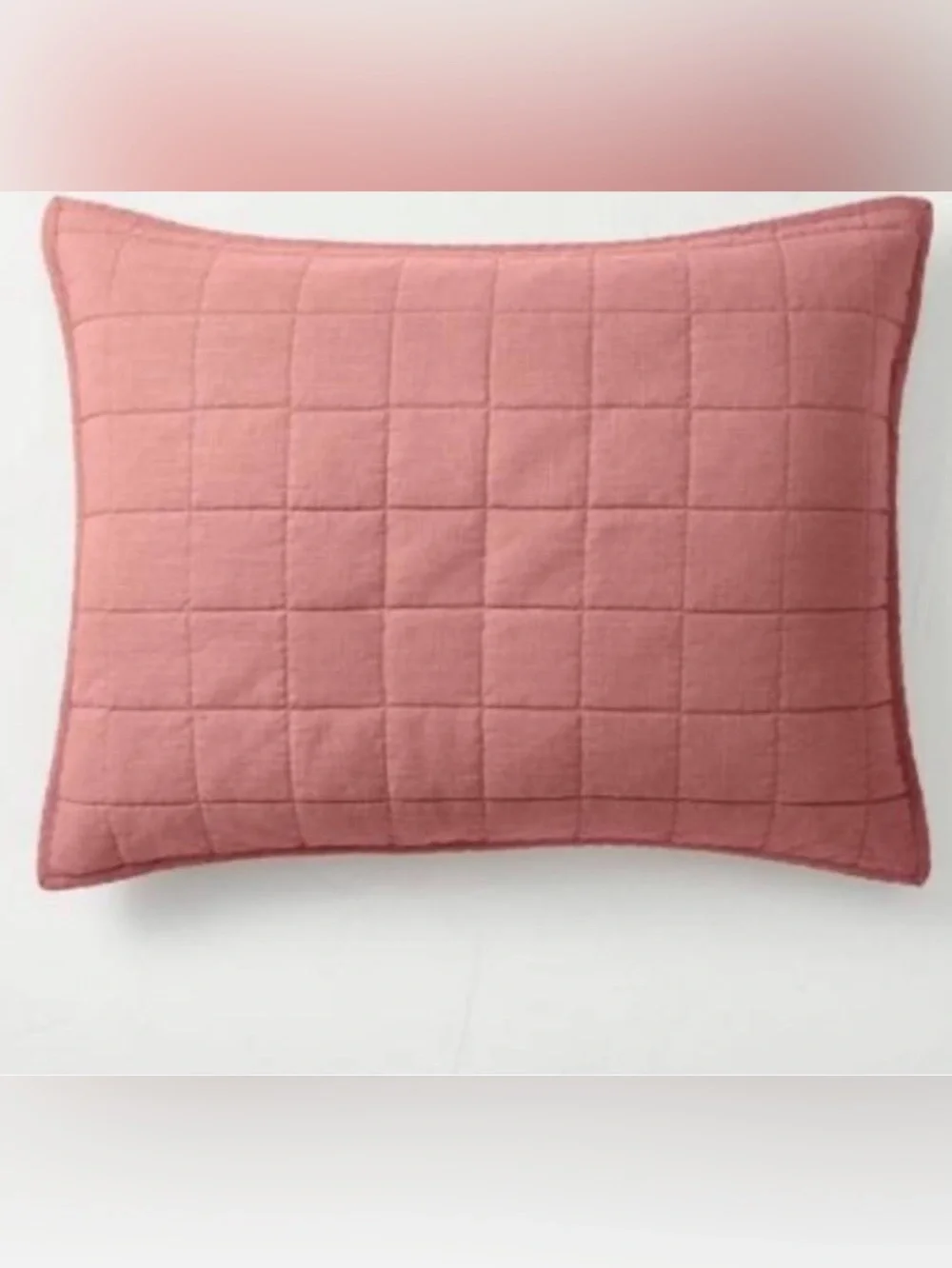 Standard Heavyweight Linen Blend Quilt Pillow Sham  - Rose - Casaluna - new